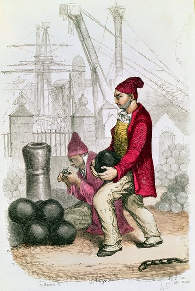 A Convict in the Toulon Penal Colony, engraved by De Moraine, c.1845 by Jules Achille Noel